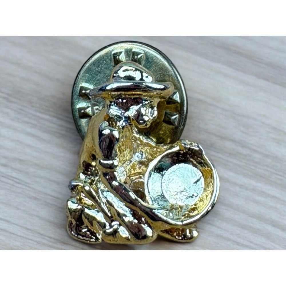 Vintage BALLOU REG'D Gold Tone Gold Miner Tie Tack/Lapel Pin